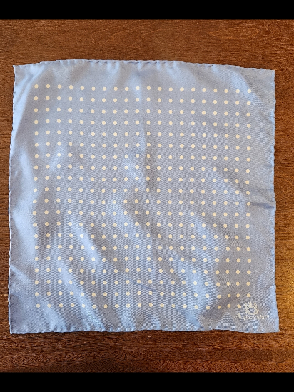 Aquascutum London Light Blue and White Polka Dot Pocket Square
